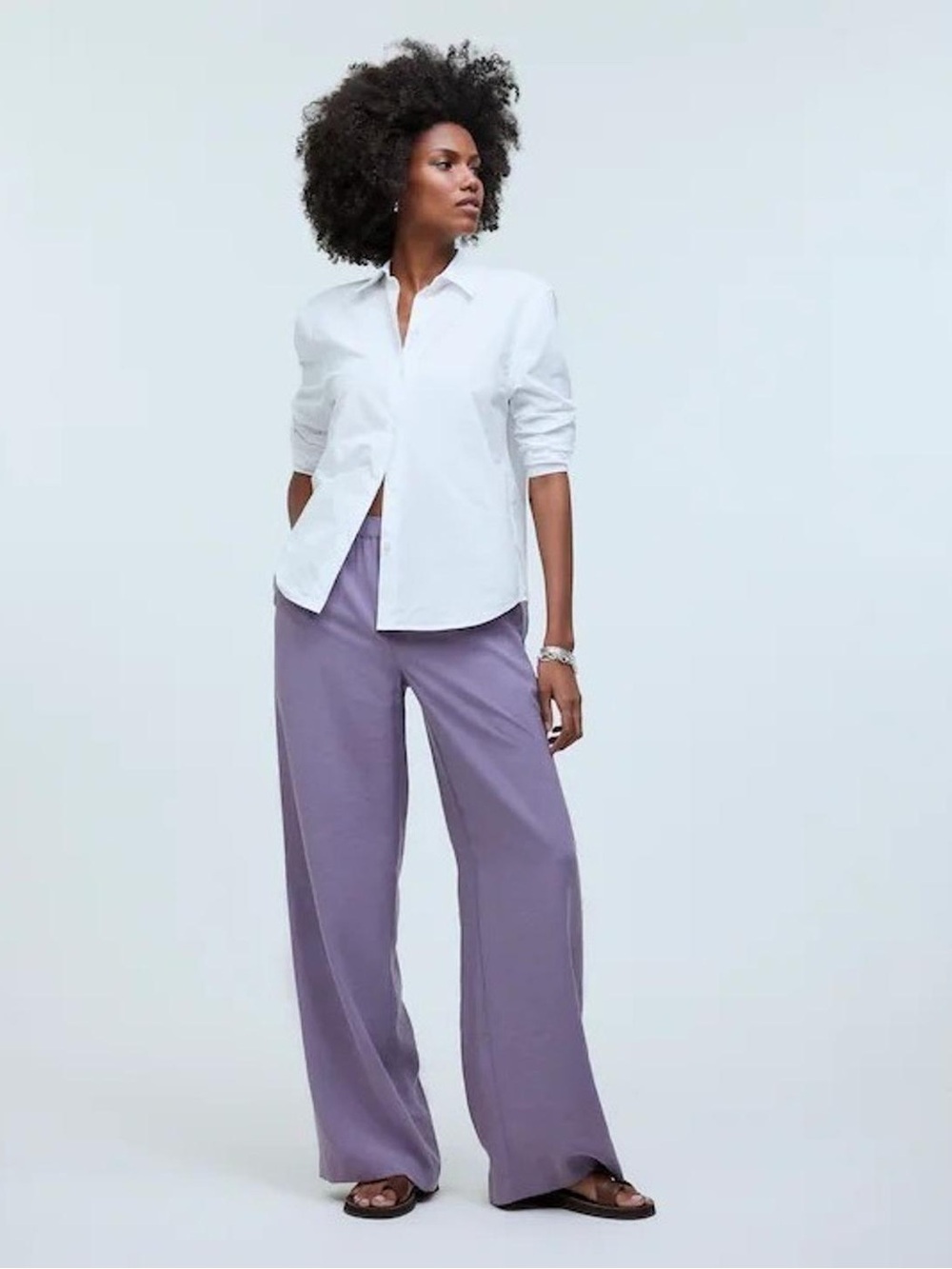 Madewell Pull-On Wide-Leg Pants Softdrape- NWT - Soft Grape - Small Tall